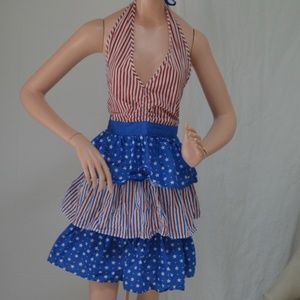 Apron Red White & Blue Ruffle
